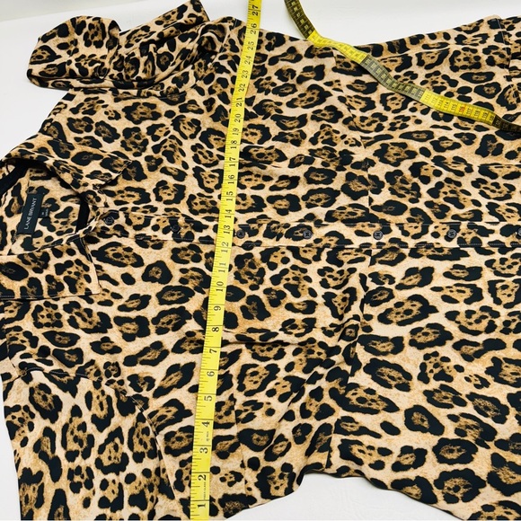 Lane Bryant Leopard Print Ruffle Dramatic High Low Button Front Blouse size 20 - Picture 8 of 9